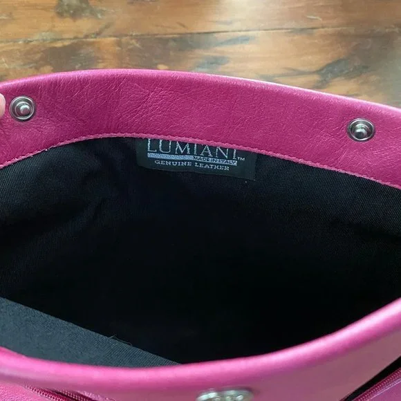 Lumiani Pink Leather Foldover Clutch & Strap NEW - Picture 4 of 5